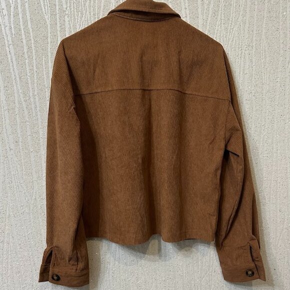 Women's Caramel Velvet Shirt Jacket Size: L - Picture 2 of 5